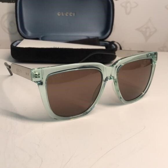 ✨ Brand New Gucci GG0976S 002 Sunglasses – Green Mint with Brown Lenses ✨ - Picture 4 of 11